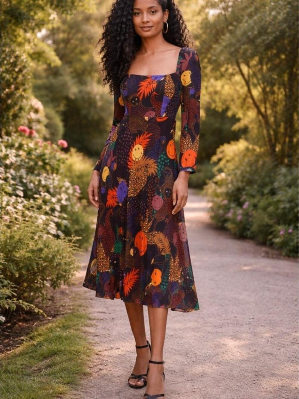 FARM Rio Pop Jungle Smiley® Midi Dress sz XS NWT